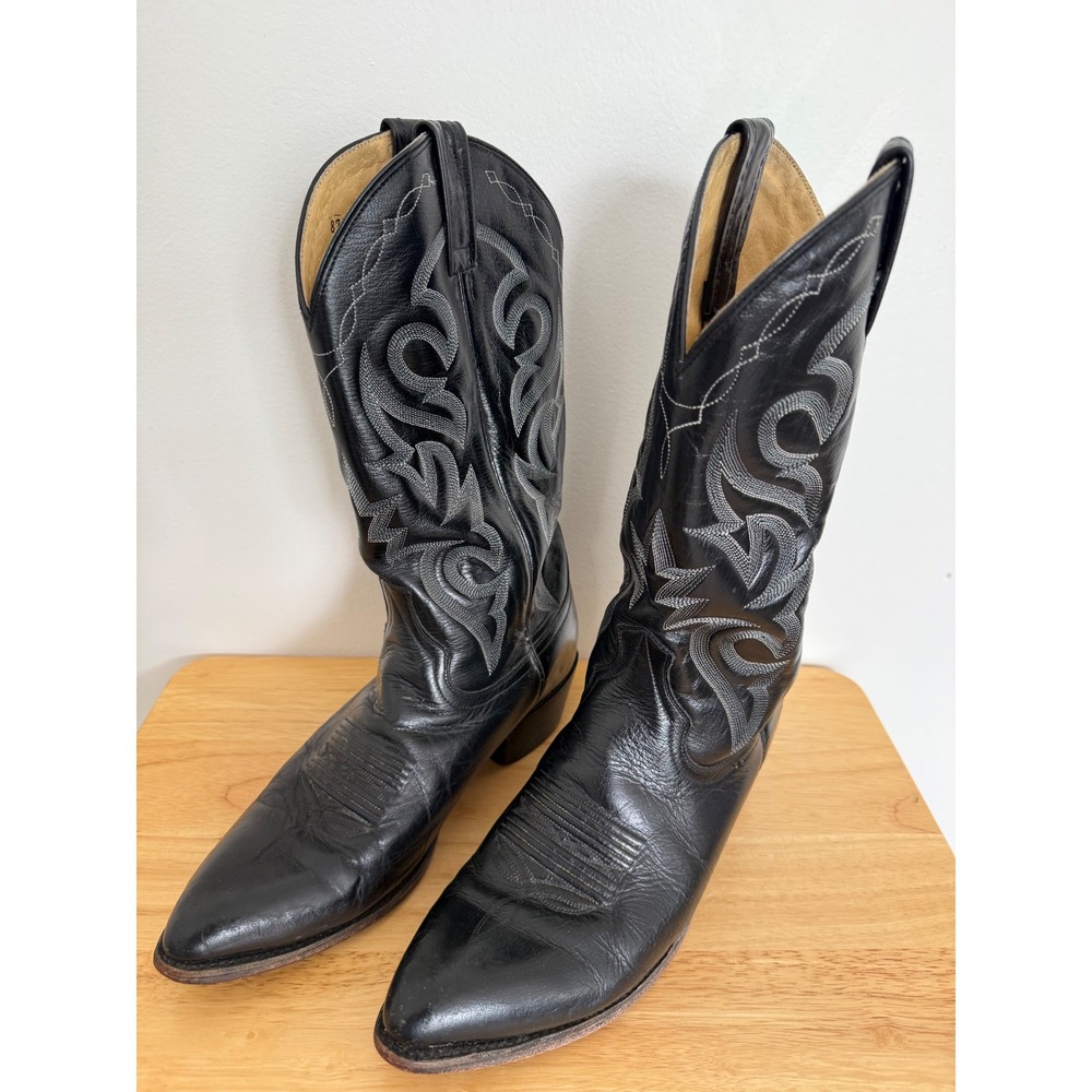 Dan Post Men's Black Leather Upper & Sole Mexico 2110 Cowboy Boots size 8